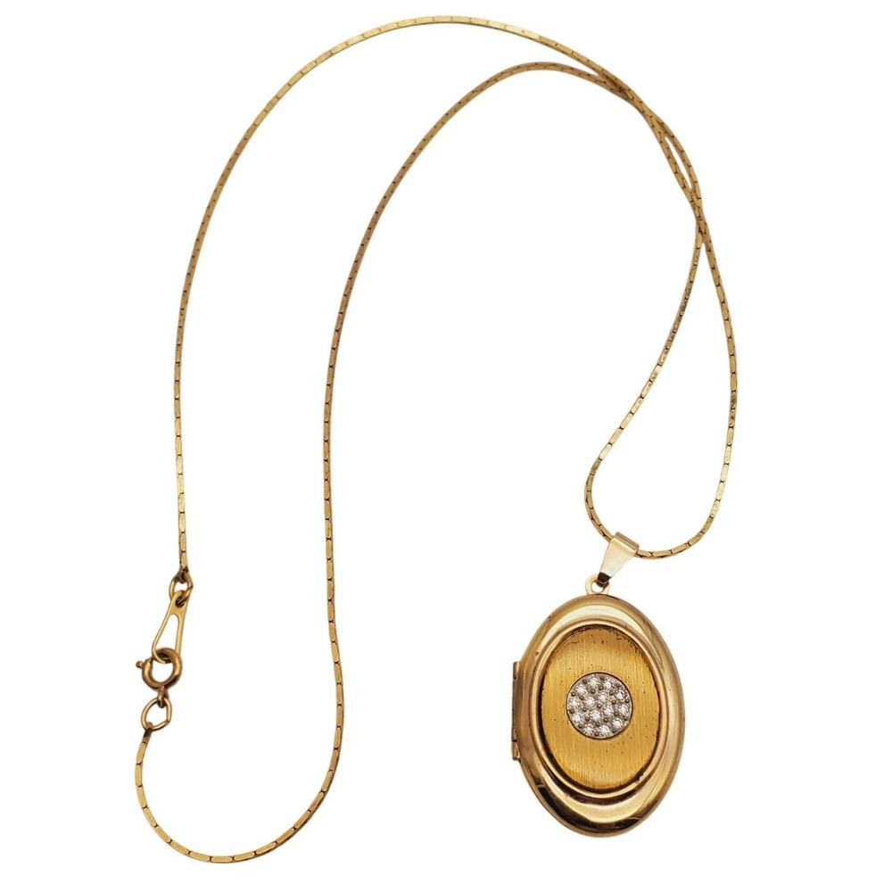 Vintage Oval Locket Necklace Park Lane Gold Tone Serpentine Chain Photo Pendant
